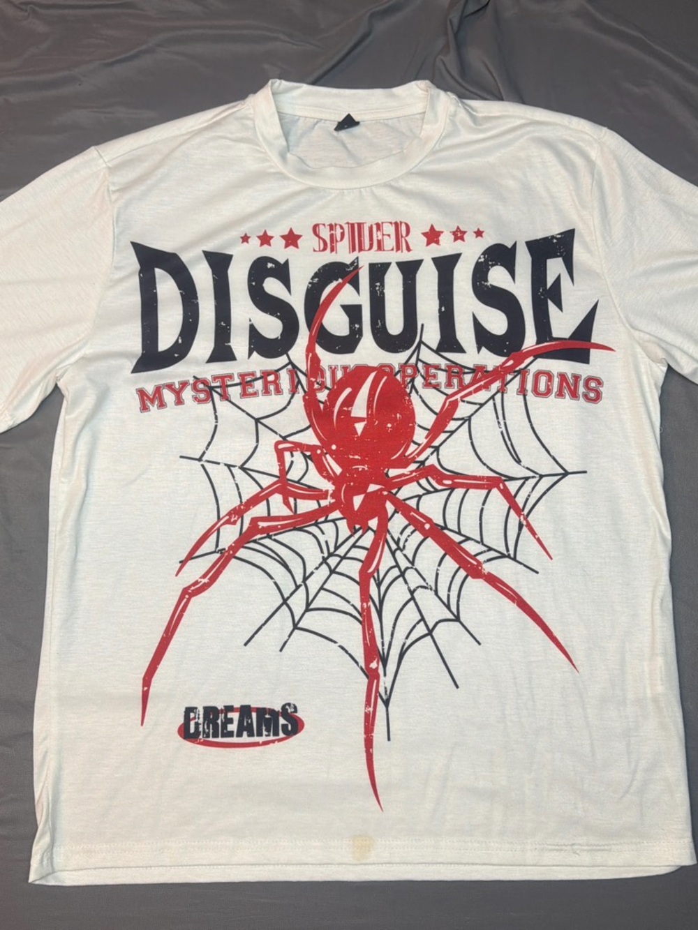 NFINITY White Short-Sleeve Tee with Red Spider & Black Web Graphic